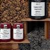 Assortment of wood chips and charcoal briquettes