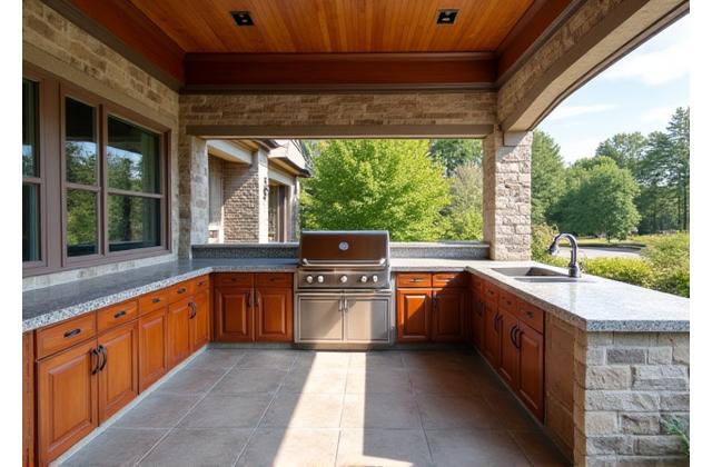 Luxurious Custom Outdoor Kitchen with Maple Hearth Grill
