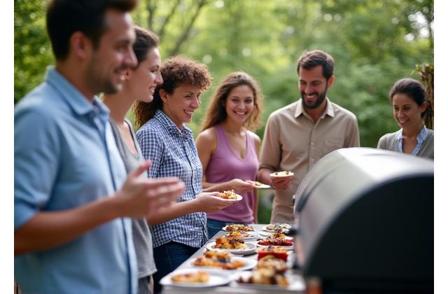Group enjoying a grilling workshop outdoors